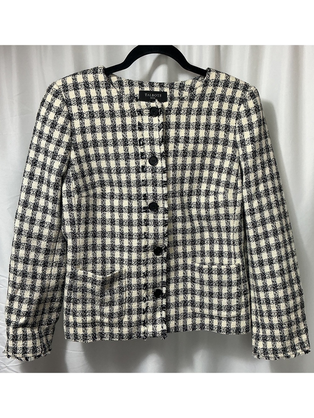 Talbots Petite 10P Black Cream Tweed Blazer NWT Business Casual Preppy Office
